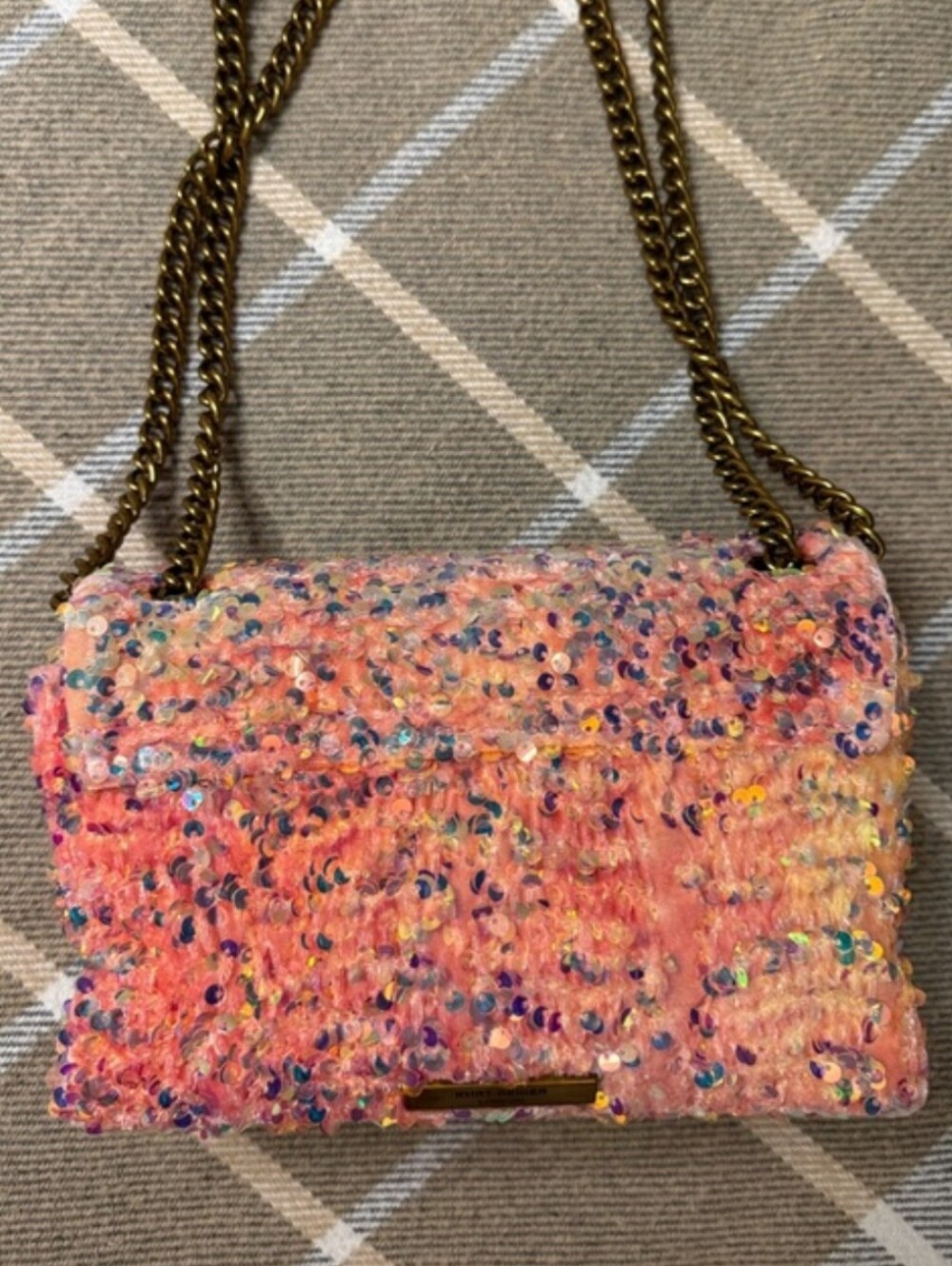 Kurt Geiger Kensington Pink Sequin Tweed Crossbody Bag - Picture 4 of 8
